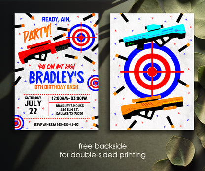NERF Dart Wars customizable invitation template | Share or Print | boy | AE179
