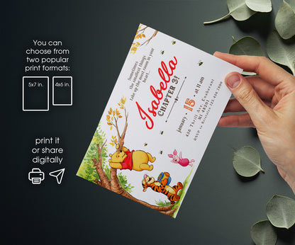 Winnie the Pooh customizable invitation template | Share or Print | ZQ060