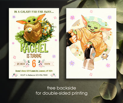 Baby Yoda Grogu Star Wars Mandalorian customizable invitation template | Share or Print | boy | VO054