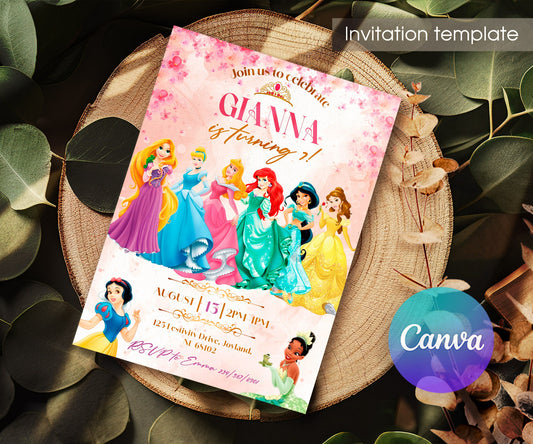 Disney Princess customizable invitation template | Share or Print | girl | YJ897