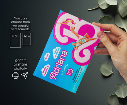 Barbie Pink customizable invitation template | Share or Print | girl | VY084