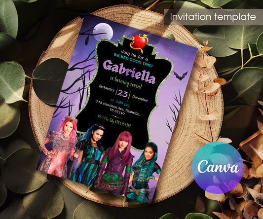Descendants Disney customizable invitation template | Share or Print | VN064