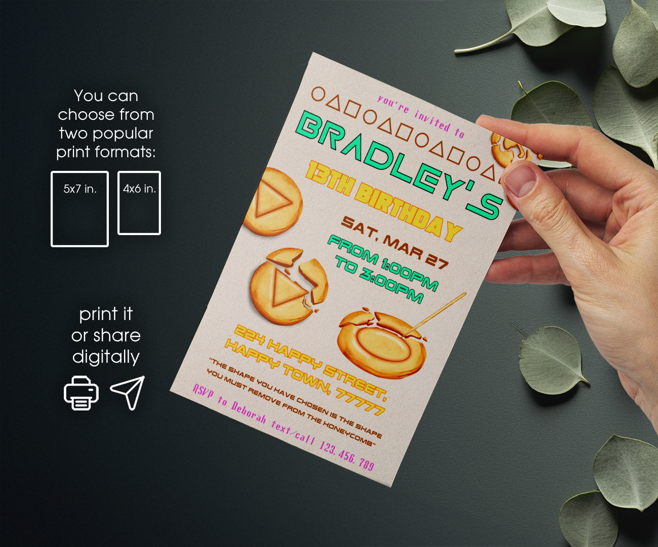 Squid Game customizable invitation template | Share or Print | YR726