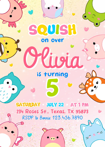 Squishmallows customizable invitation template | Share or Print | CF346