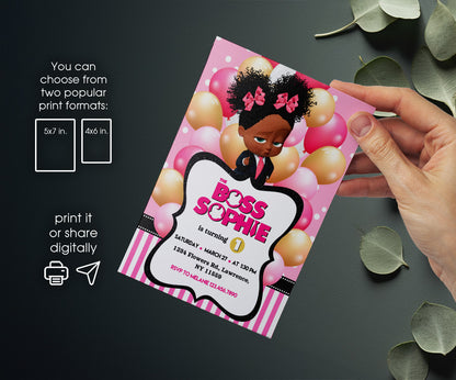 Baby Boss customizable invitation template | Share or Print | girl | EN752