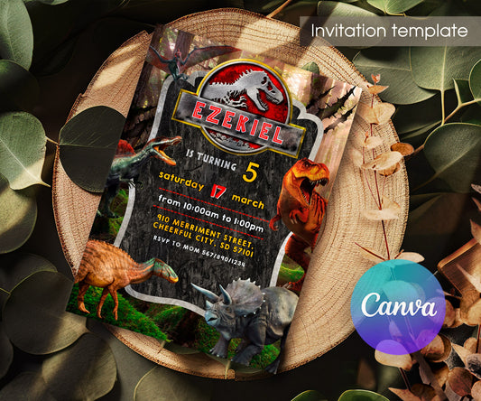 Jurassic Park Dinosaur customizable invitation template | Share or Print | ET507