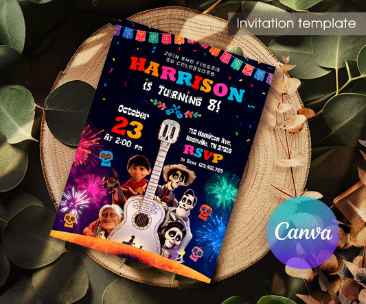 Coco Día Muertos Halloween customizable invitation template | Share or Print | WT638
