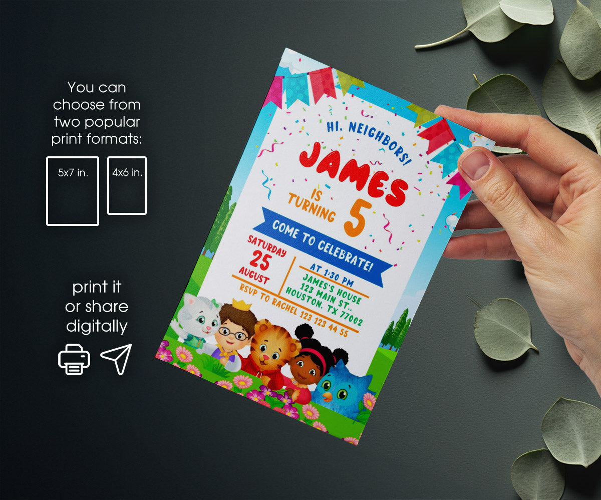 Daniel Tiger's Neighborhood customizable invitation template | Share or Print | SQ808
