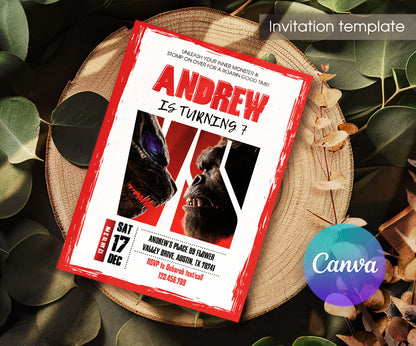 Godzilla X King Kong customizable invitation template | Share or Print | DH667