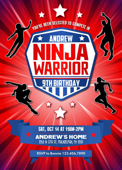 American Ninja Warrior customizable invitation template | Share or Print | ST229