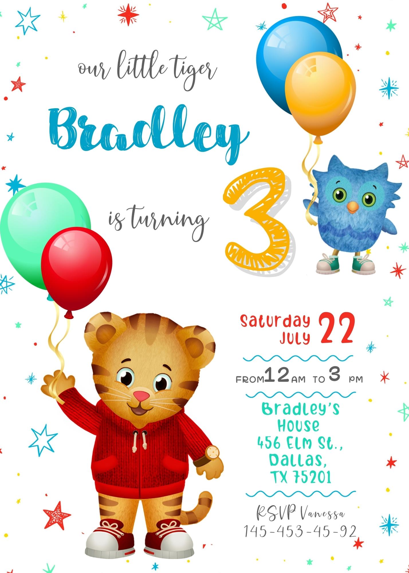 Daniel Tiger's Neighborhood customizable invitation template | Share or Print | IH261