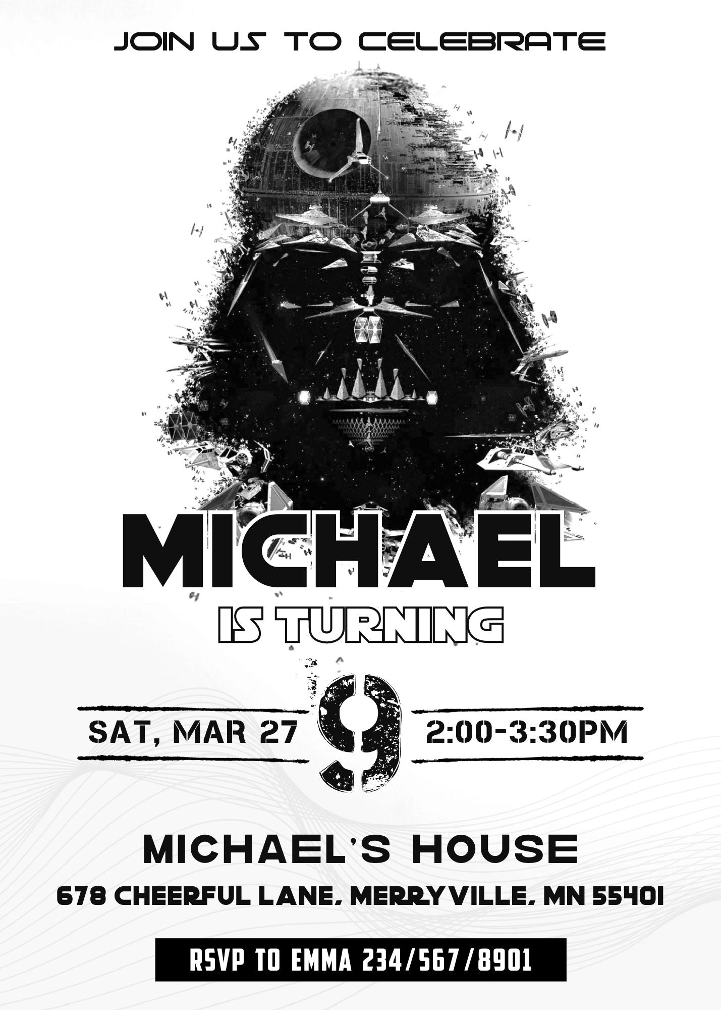 Star Wars Darth Vader customizable invitation template | Share or Print | boy | IO481