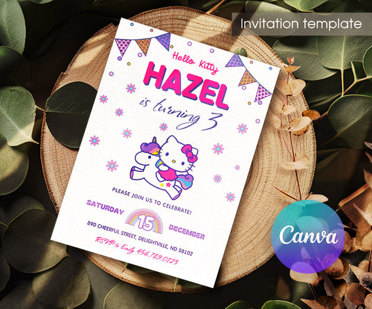 Hello Kitty Sanrio customizable invitation template | Share or Print | NP306