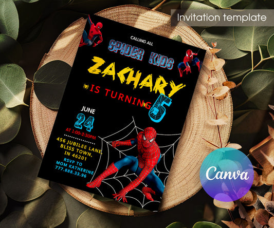 Spiderman Marvel Superhero customizable invitation template | Share or Print | boy | RK415