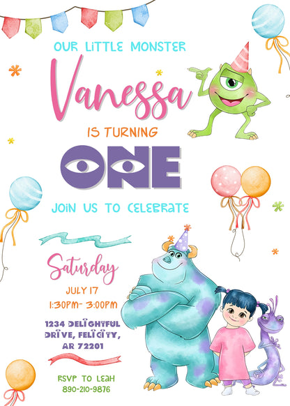 Monsters, Inc. customizable invitation template | Share or Print | CF347