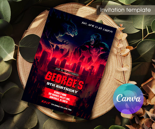 Godzilla X King Kong customizable invitation template | Share or Print | OR666