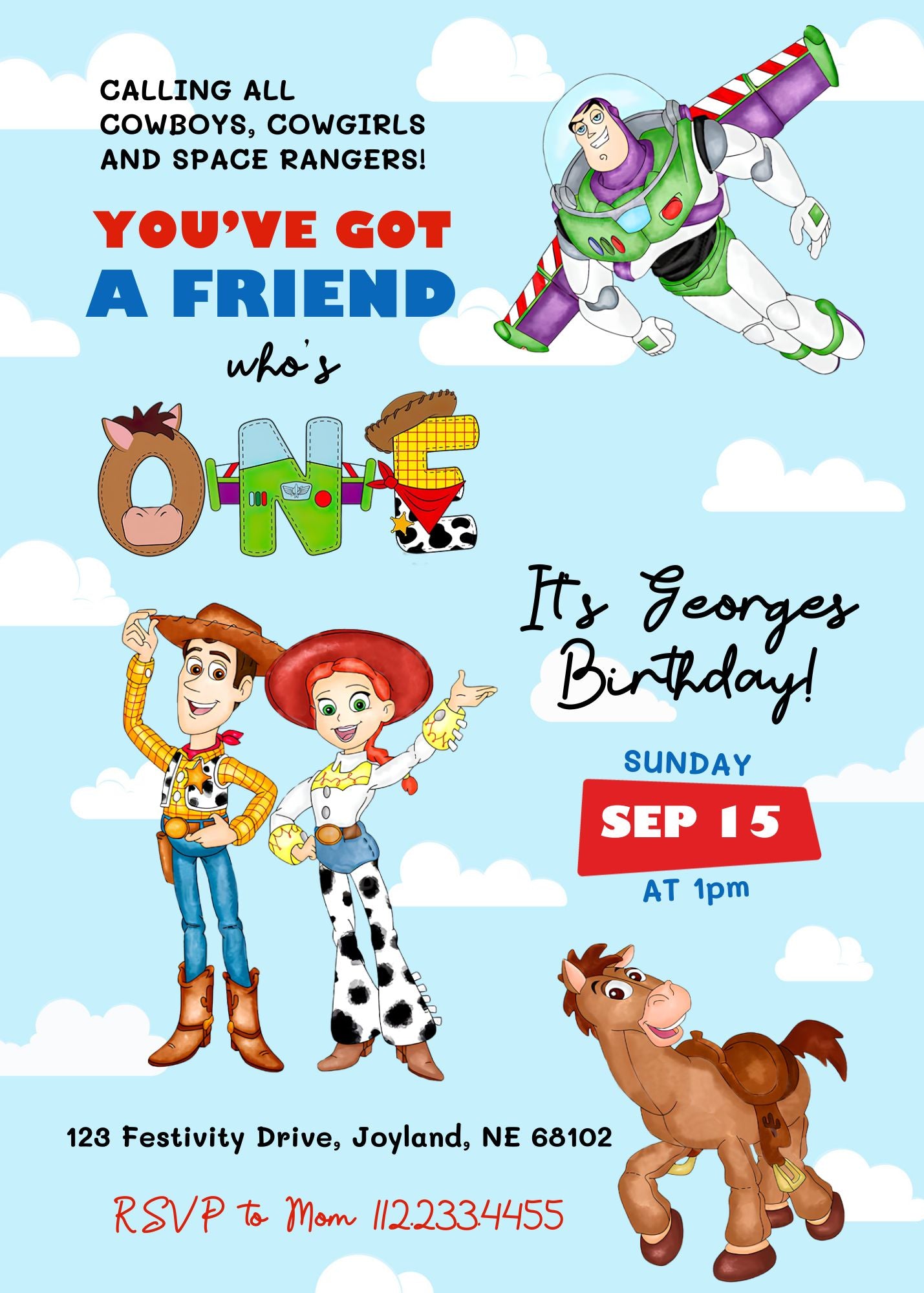 Toy Story Woody customizable invitation template | Share or Print | NM719