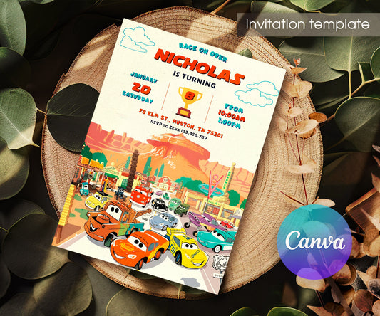 Cars Lightning McQueen customizable invitation template | Share or Print | boy | LW136