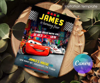 Cars Lightning McQueen customizable invitation template | Share or Print | boy | SK253