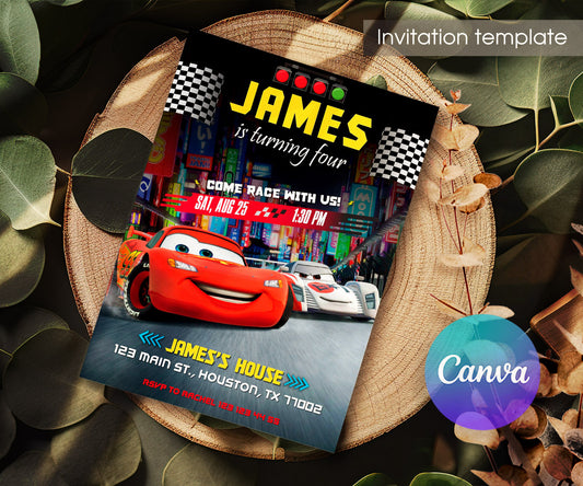 Cars Lightning McQueen customizable invitation template | Share or Print | boy | SK253