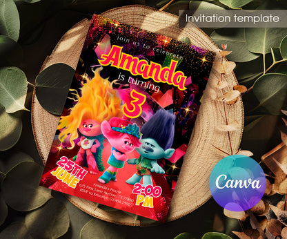Trolls Poppy customizable invitation template | Share or Print | SW241