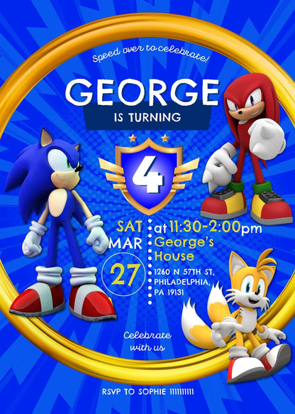 Sonic the Hedgehog customizable invitation template | Share or Print | SB535