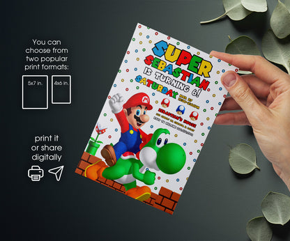 Super Mario Bros customizable invitation template | Share or Print | GV519