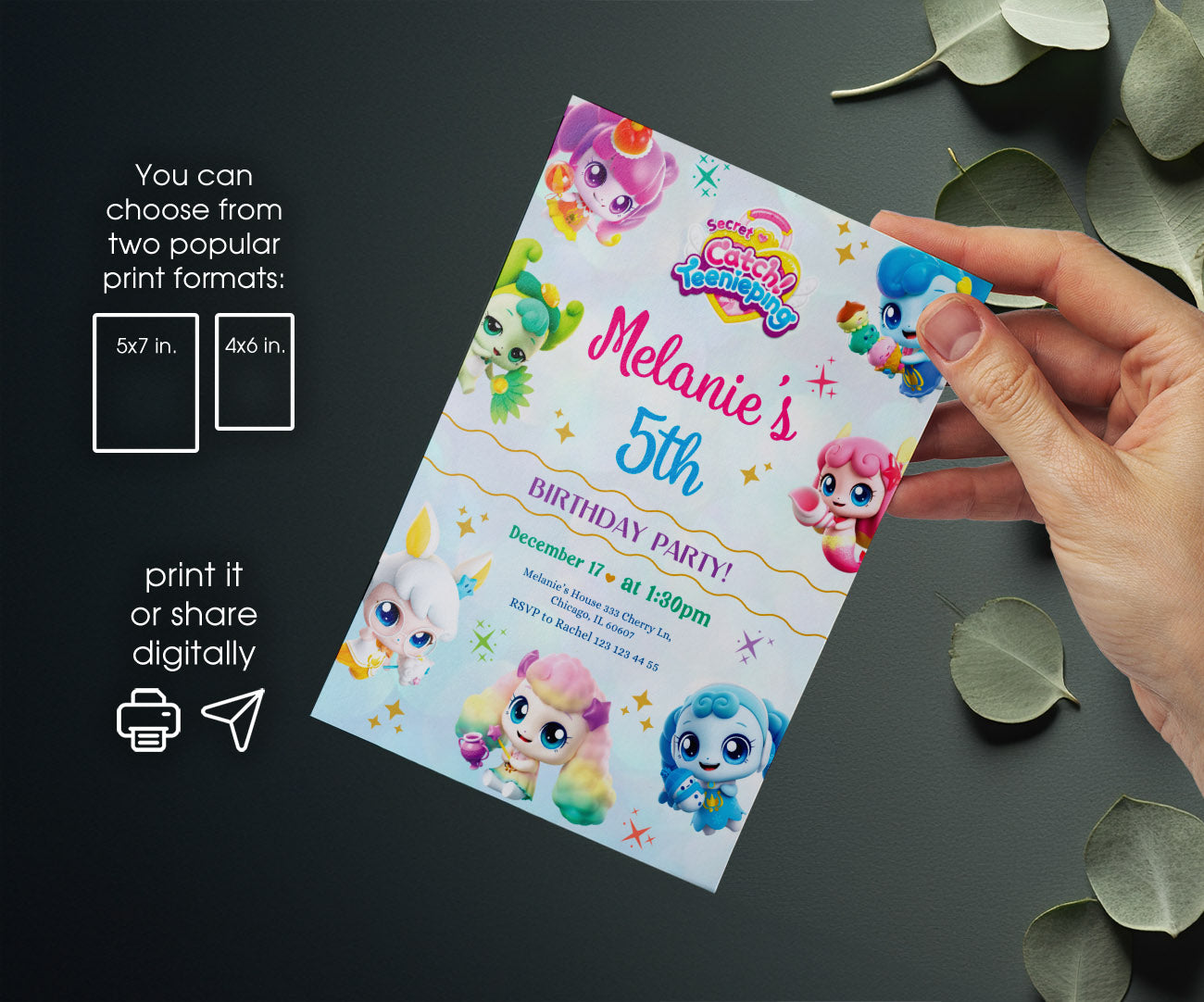 Catch Teenieping customizable invitation template | Share or Print | girl | GP451