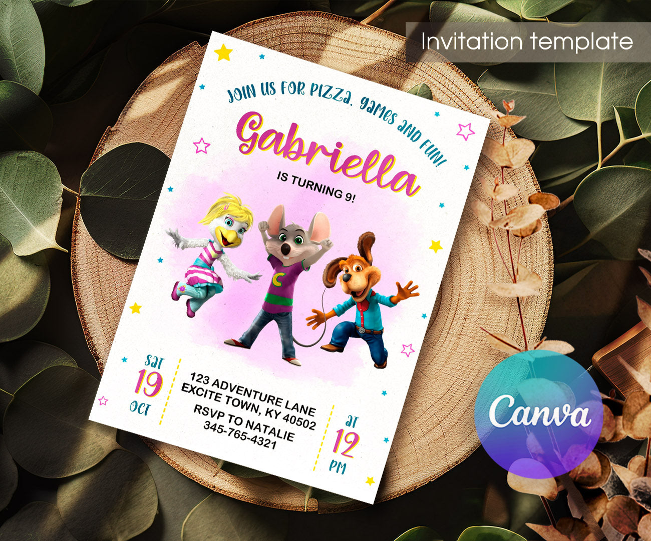 Chuck E. Cheese customizable invitation template | Share or Print | AL190