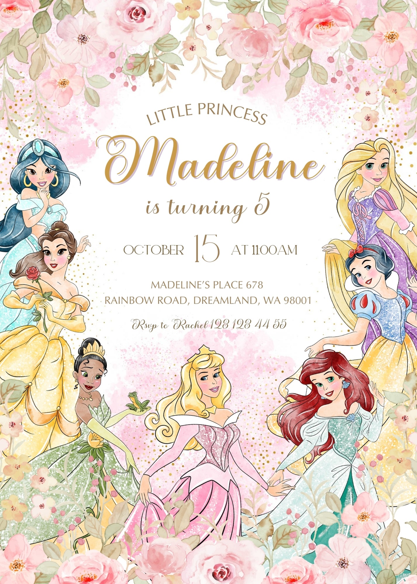 Disney Princess customizable invitation template | Share or Print | girl | LI115