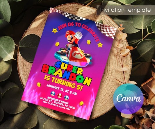Super Mario Bros customizable invitation template | Share or Print | AM215