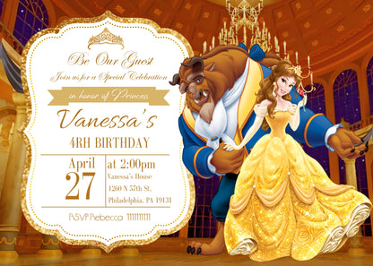 Belle Beauty And The Beast customizable invitation template | Share or Print | girl | OZ695