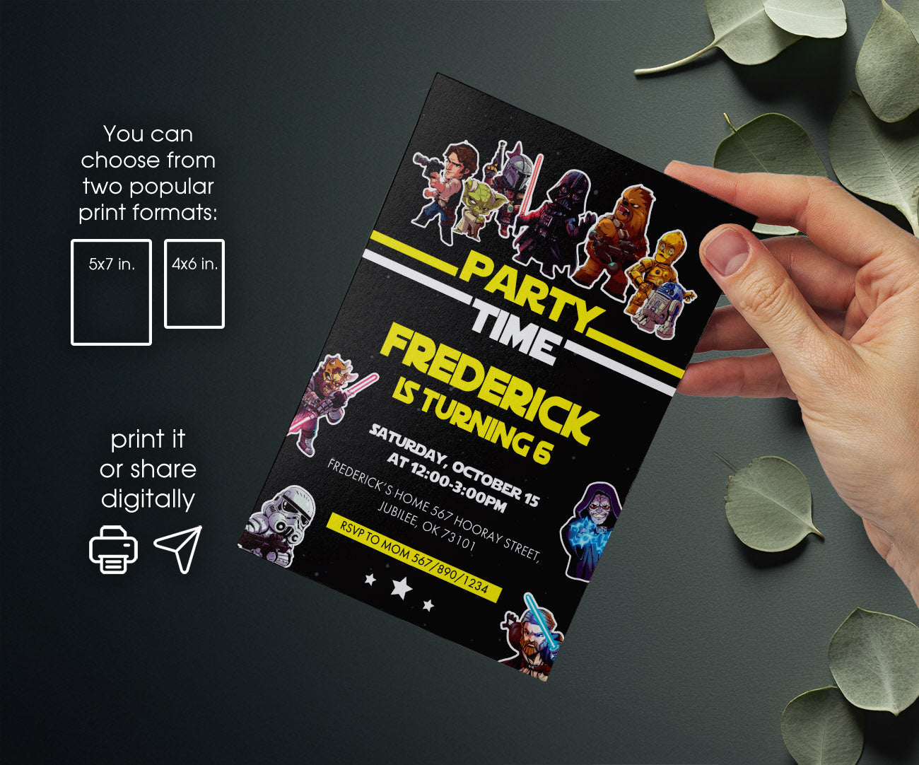 Star Wars Darth Vader customizable invitation template | Share or Print | boy | LU041