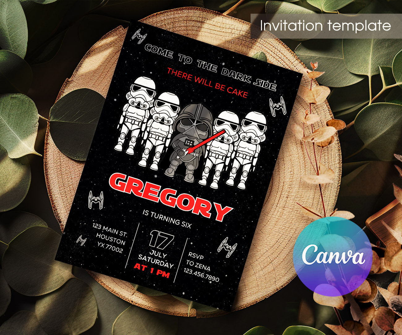 Star Wars Darth Vader customizable invitation template | Share or Print | boy | QQ331