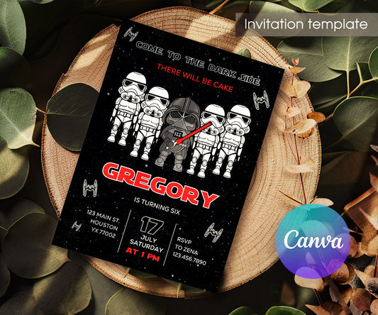 Star Wars Darth Vader customizable invitation template | Share or Print | boy | QQ331