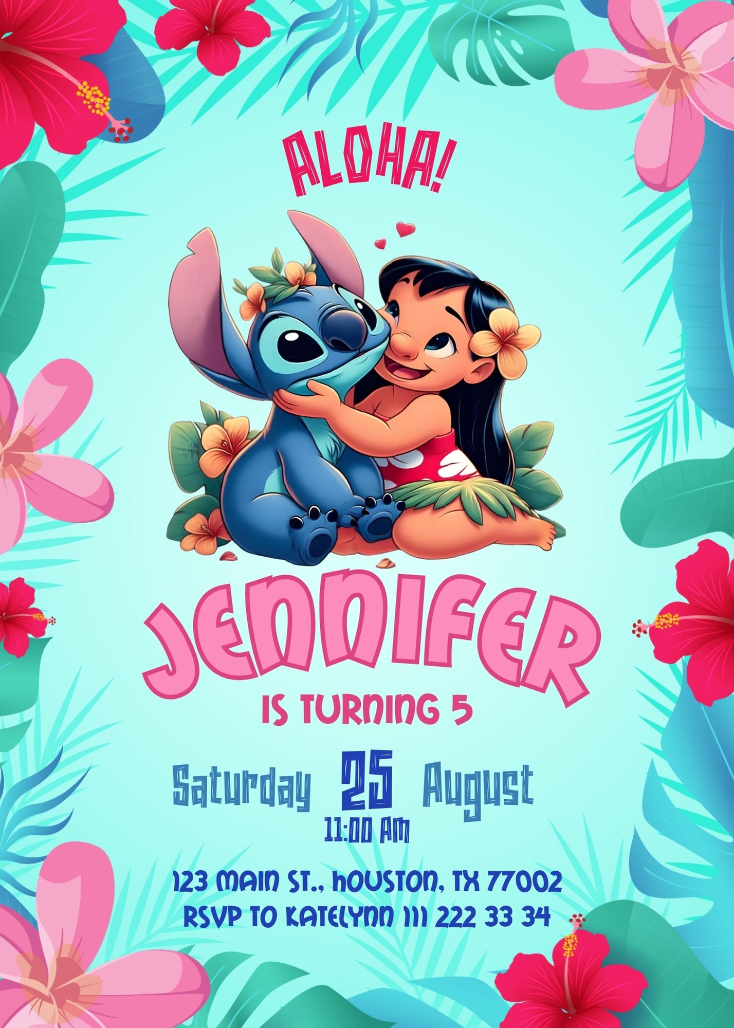 Lilo & Stitch Aloha customizable invitation template | Share or Print | FD319