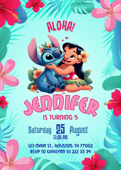 Lilo & Stitch Aloha customizable invitation template | Share or Print | FD319