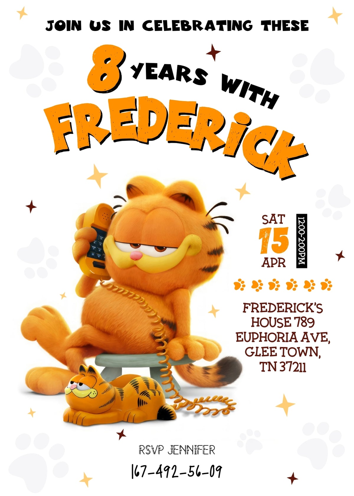 Garfield Orange Cat customizable invitation template | Share or Print | boy | NO916