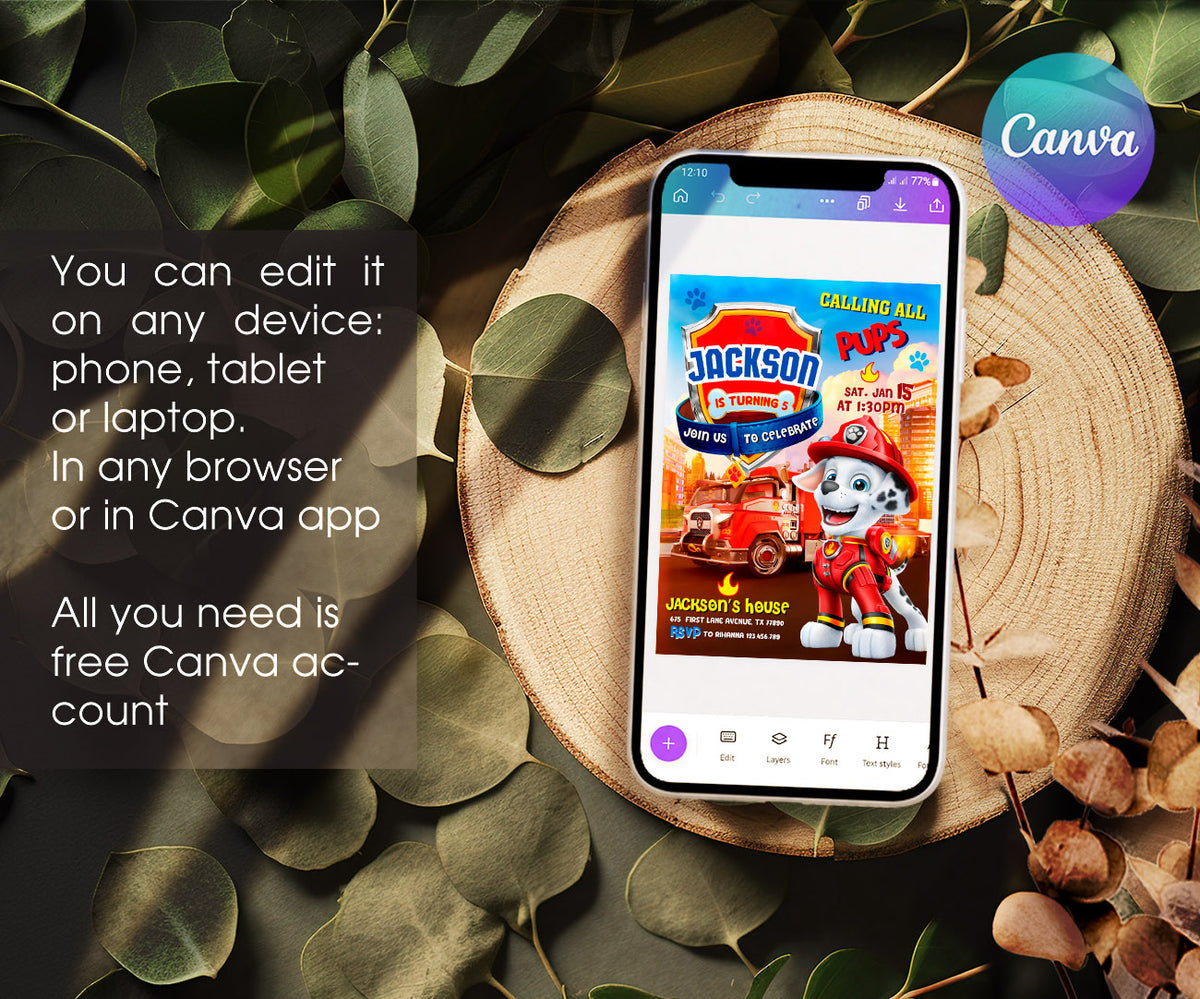 PAW Patrol customizable invitation template | Share or Print | YX373