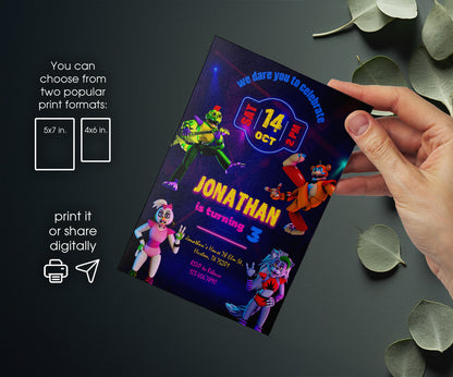 Five Nights at Freddy's customizable invitation template | Share or Print | RX862
