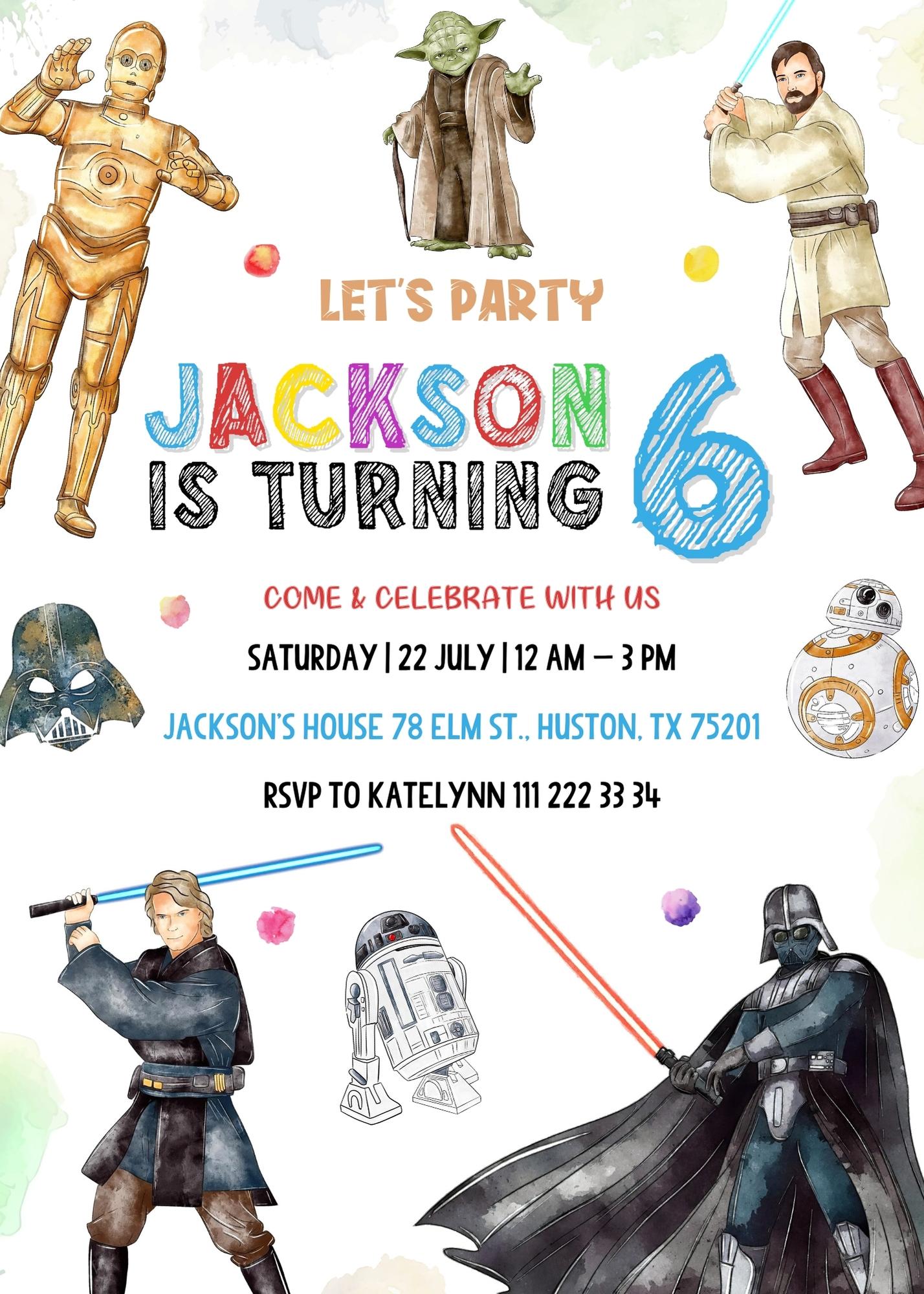 Star Wars Darth Vader customizable invitation template | Share or Print | boy | TG038