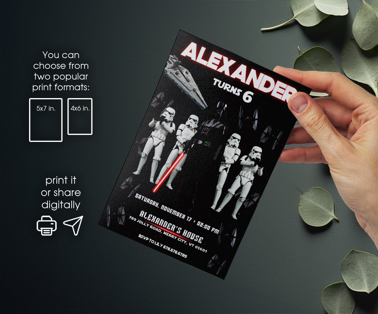 Star Wars Darth Vader customizable invitation template | Share or Print | boy | VQ295