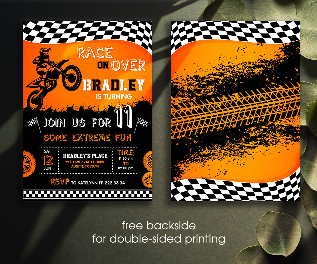 Motocross Extreme customizable invitation template | Share or Print | HV900