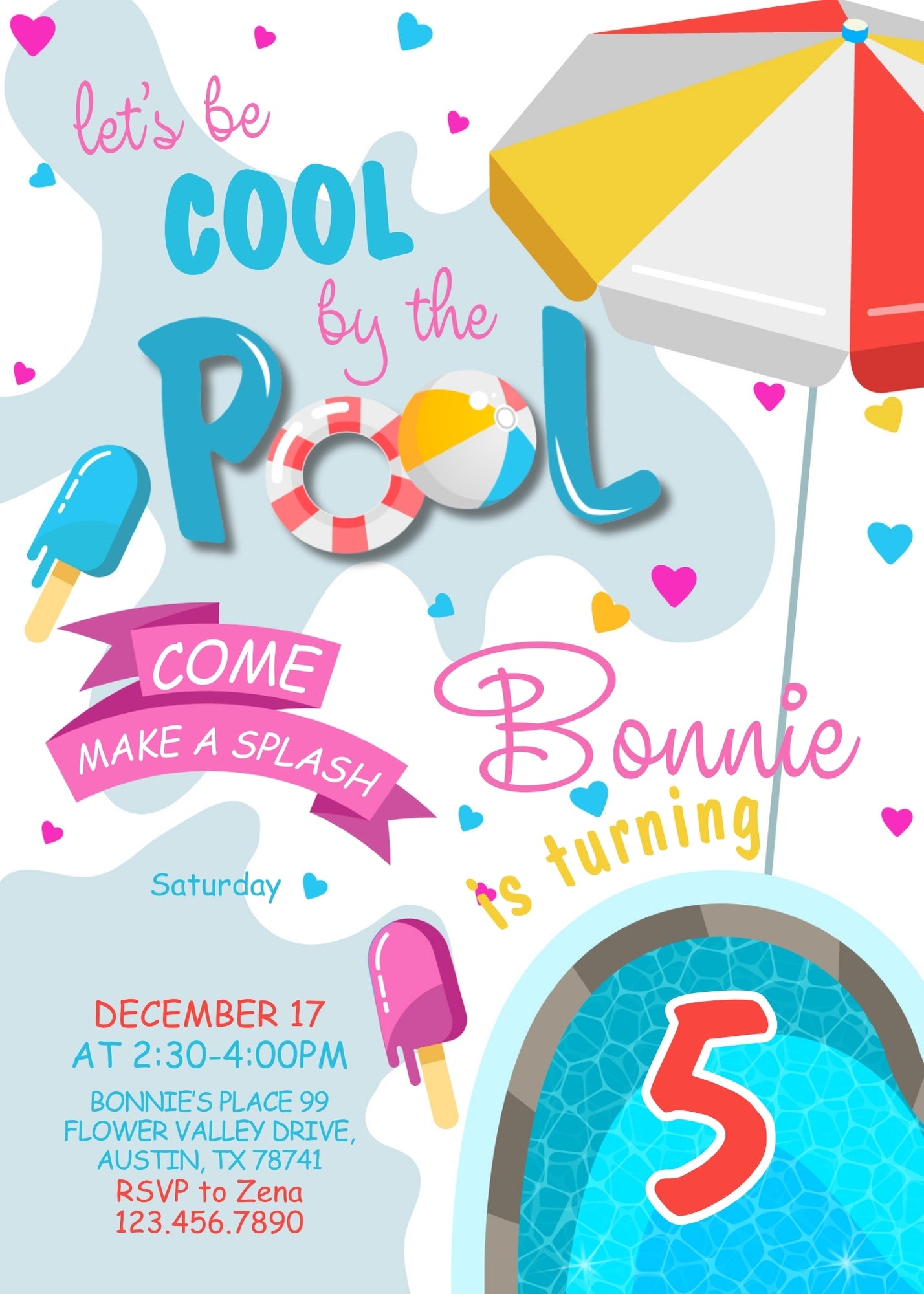 Pool Party customizable invitation template | Share or Print | YD398