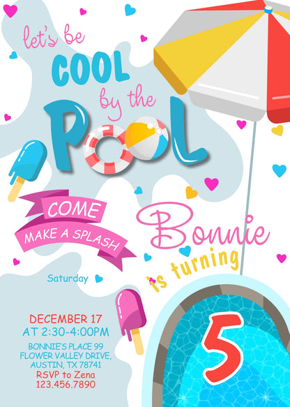 Pool Party customizable invitation template | Share or Print | YD398