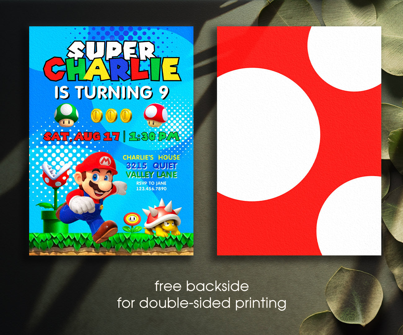 Super Mario Bros customizable invitation template | Share or Print | YZ116