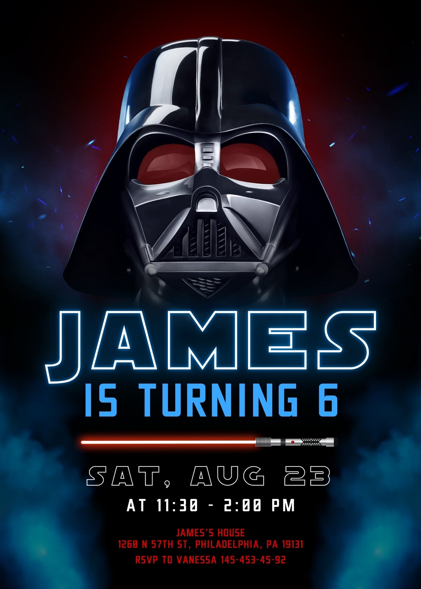 Star Wars Darth Vader customizable invitation template | Share or Print | boy | IS323