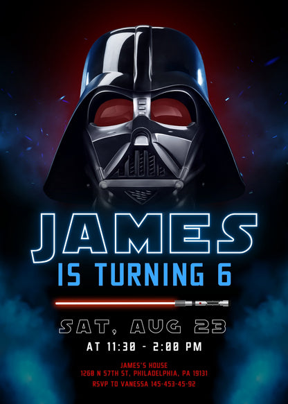 Star Wars Darth Vader customizable invitation template | Share or Print | boy | IS323