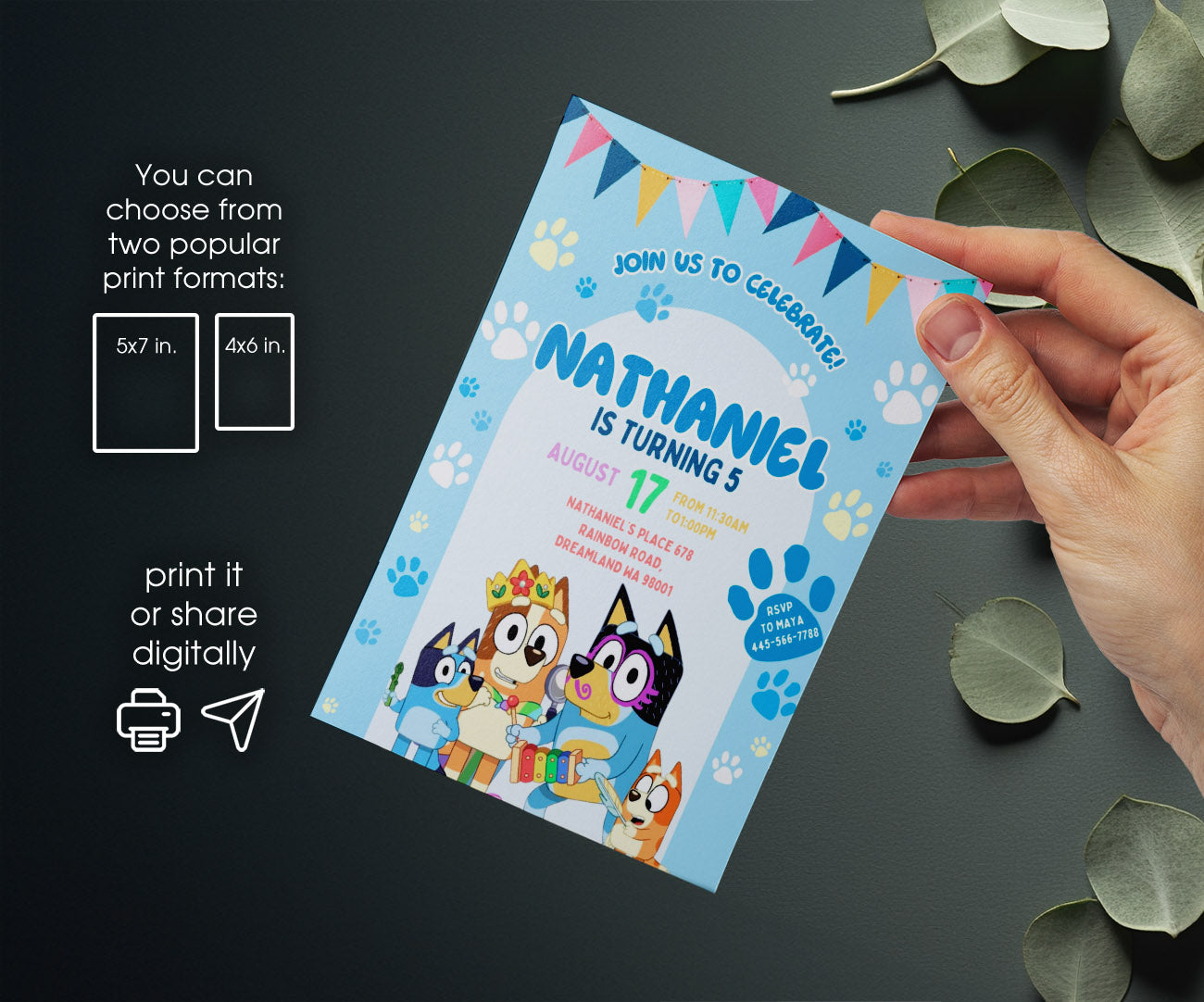 Bluey Bingo customizable invitation template | Share or Print | ZG762