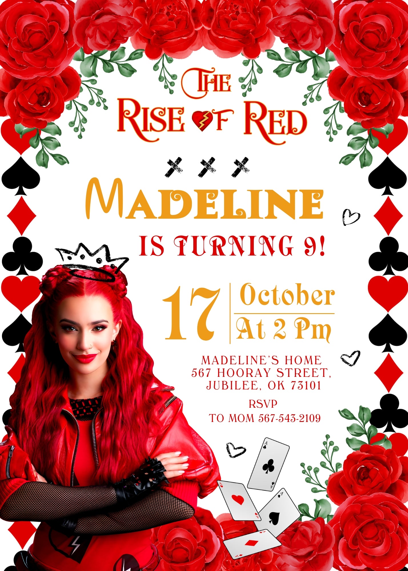 Descendants The Rise of Red Disney customizable invitation template | Share or Print | ID857